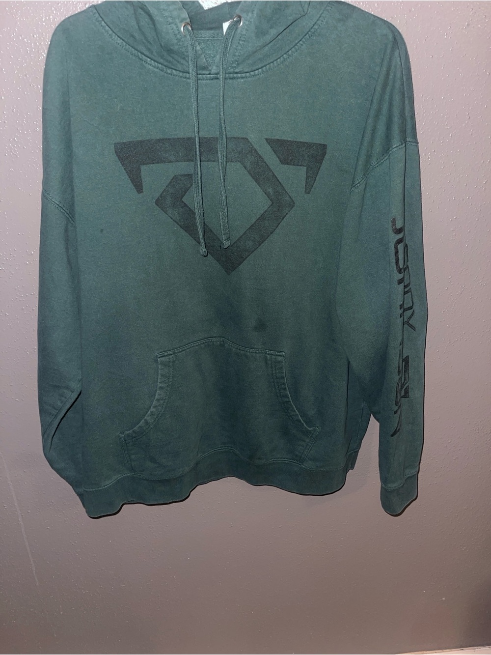 Men's Teal Graphic Pullover Hoodie with Chest Emblem